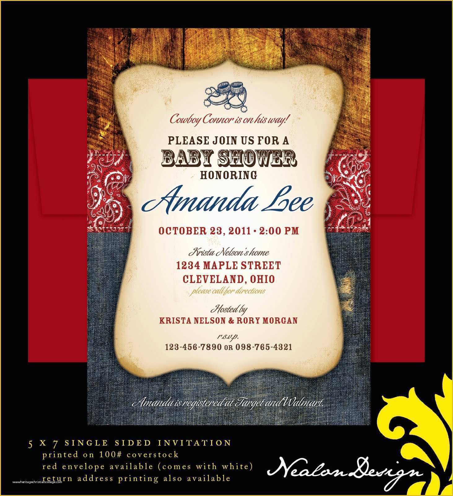 Free Western Baby Shower Invitation Templates Of Nealon Design Western Cowboy Baby Shower Invitation