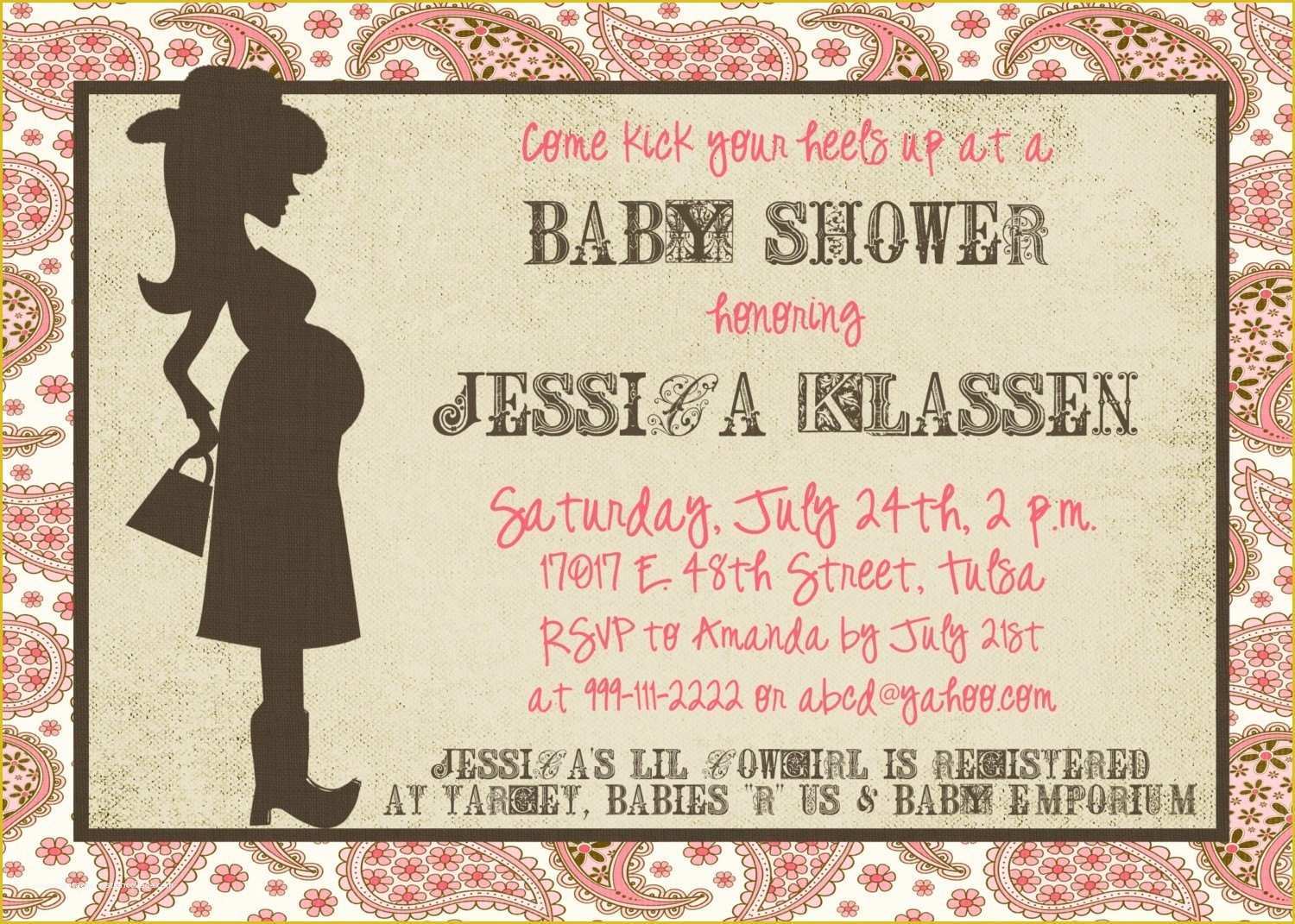 Free Western Baby Shower Invitation Templates Of Western Mama 5x7 Baby Shower Invitation