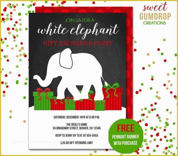 Free White Elephant Party Invitation Template Of 11 Best Holiday Invitations Images On Pinterest