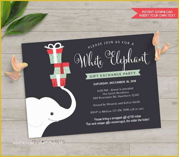 Free White Elephant Party Invitation Template Of Best 25 White Elephant Ideas On Pinterest