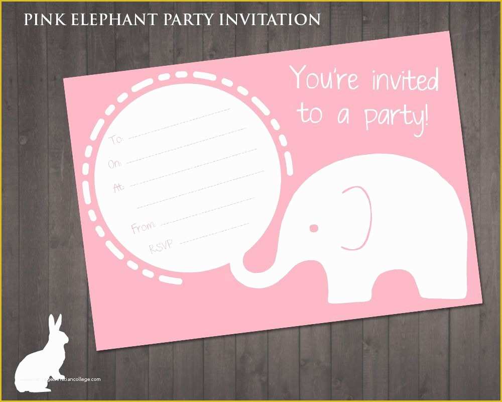 Free White Elephant Party Invitation Template Of Free Pink Elephant Party Invitation