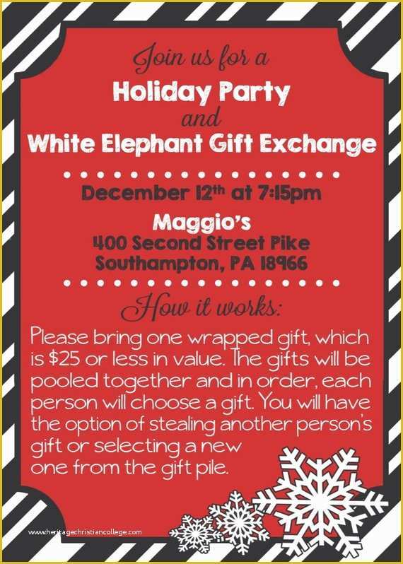 Free White Elephant Party Invitation Template Of Items Similar to Printable Holiday Party &amp; White Elephant