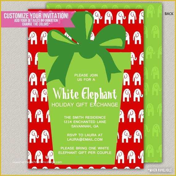 Free White Elephant Party Invitation Template Of Items Similar to White Elephant Christmas Party Invitation