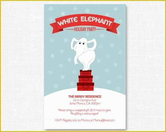 Free White Elephant Party Invitation Template Of Items Similar to White Elephant Holiday Party Invitation