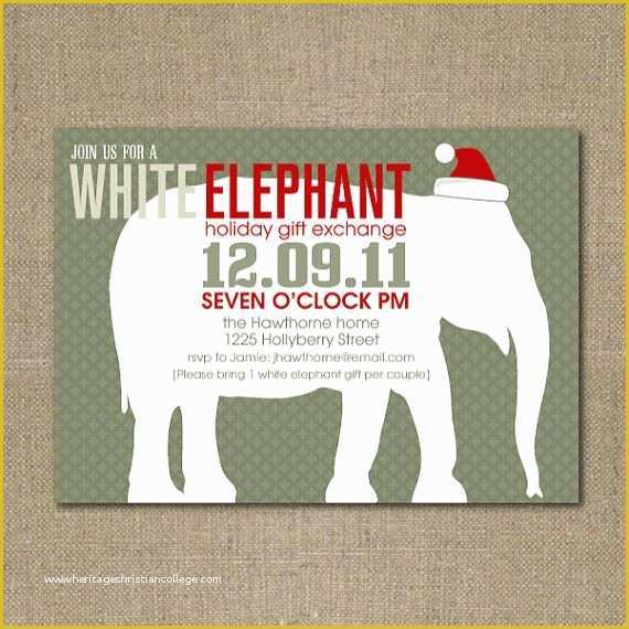 Free White Elephant Party Invitation Template Of Printable White Elephant Christmas Party Invitation