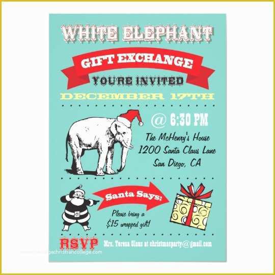 Free White Elephant Party Invitation Template Of Retro White Elephant Christmas Party Invitations