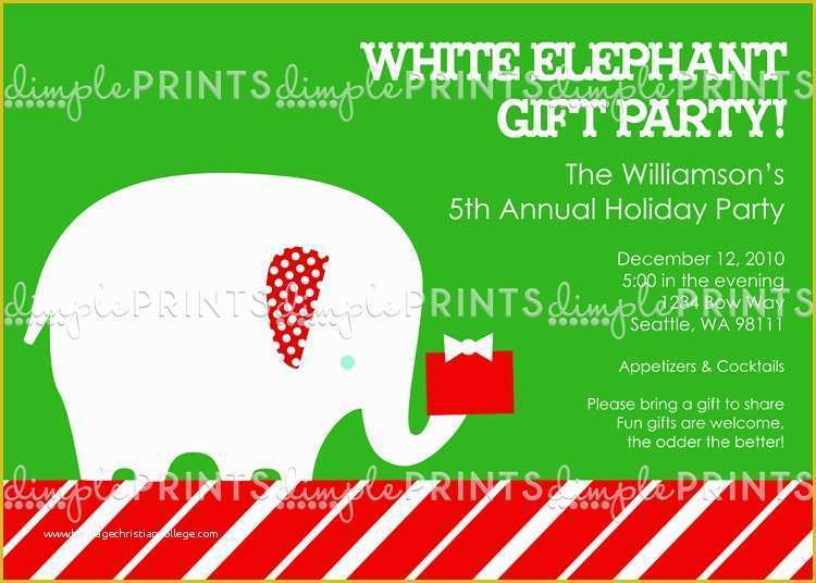 Free White Elephant Party Invitation Template Of White Elephant Christmas Invitation