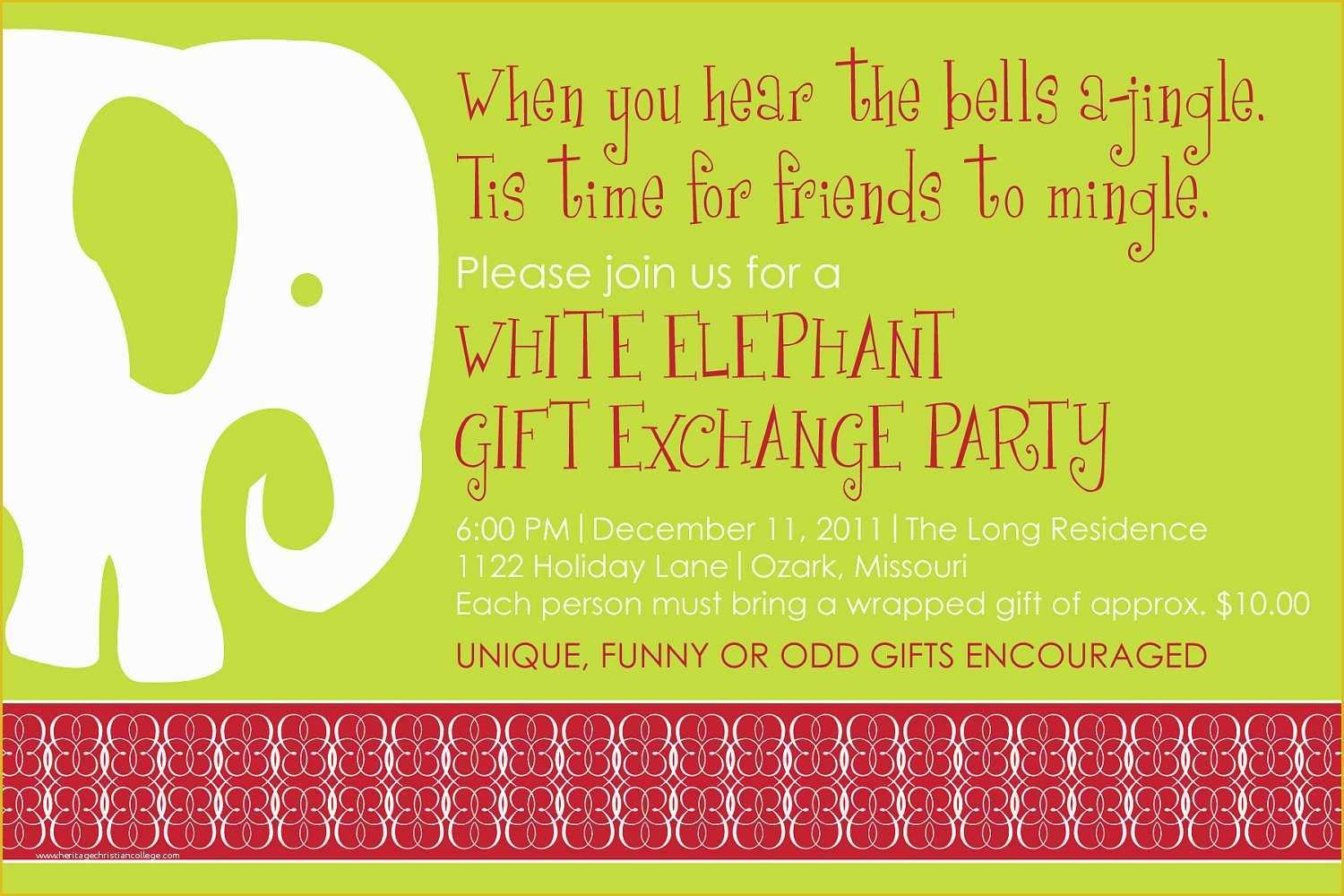 Free White Elephant Party Invitation Template Of White Elephant Christmas Party Invitations