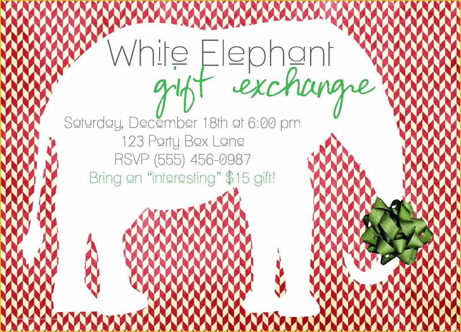 Free White Elephant Party Invitation Template Of White Elephant Copy Annette Joseph