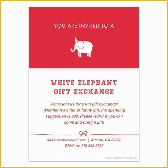 Free White Elephant Party Invitation Template Of White Elephant Exchange Red Invitations & Cards On