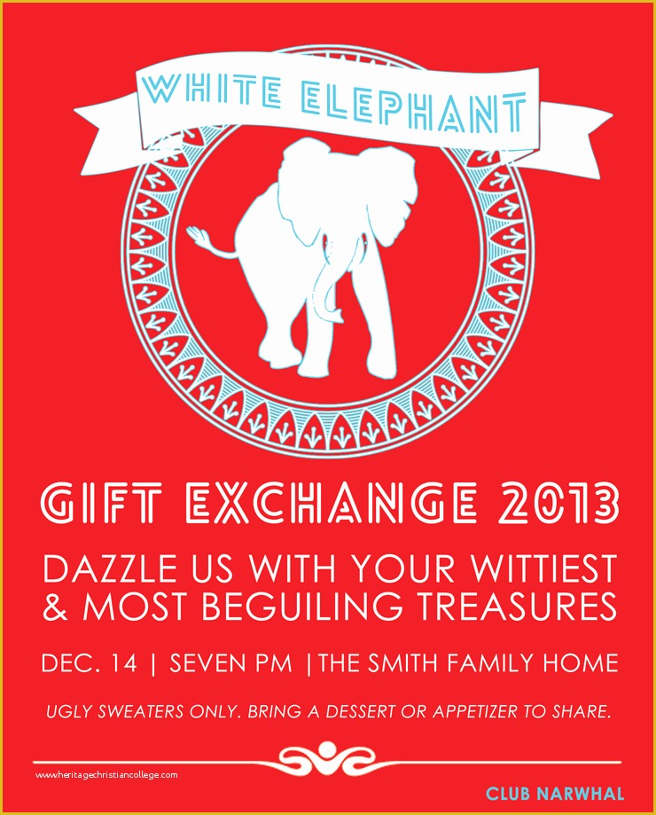 Free White Elephant Party Invitation Template Of White Elephant Gift Exchange Free Printable Invitation