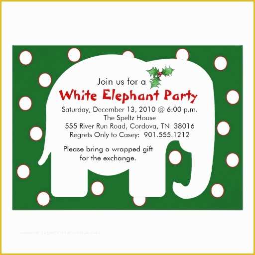 Free White Elephant Party Invitation Template Of White Elephant Holiday Party Invitations