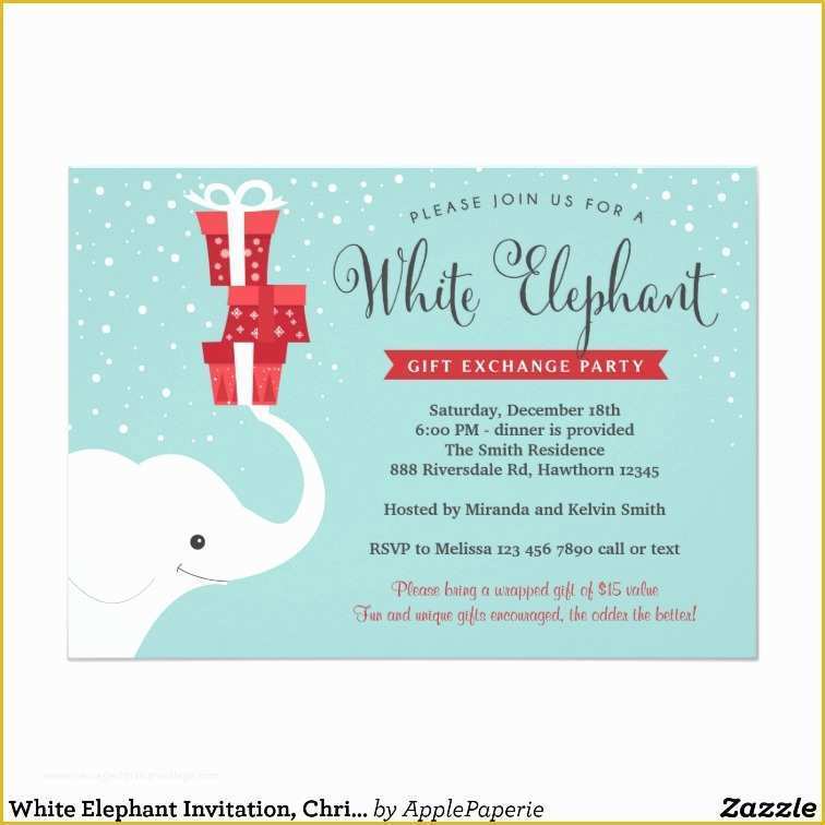 Free White Elephant Party Invitation Template Of White Elephant Invitation Christmas Party Invite