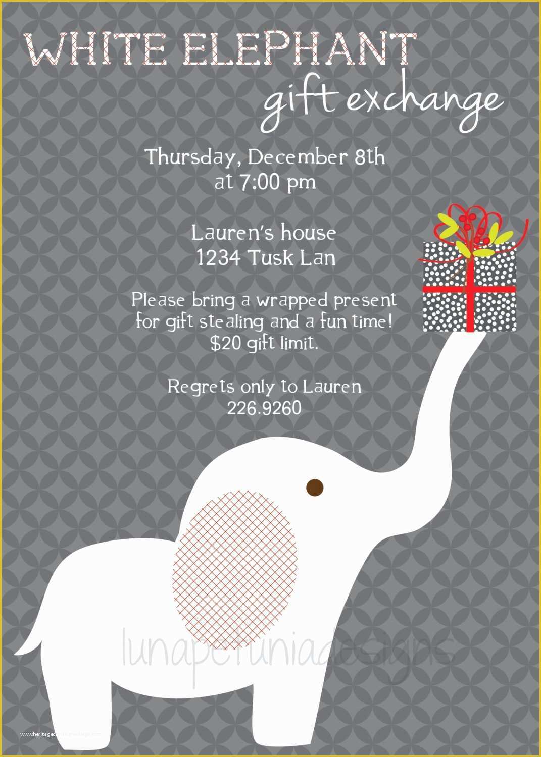 Free White Elephant Party Invitation Template Of White Elephant Party Flyer
