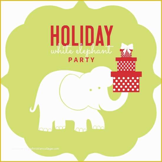 Free White Elephant Party Invitation Template Of White Elephant Party Invitation Green Circle White