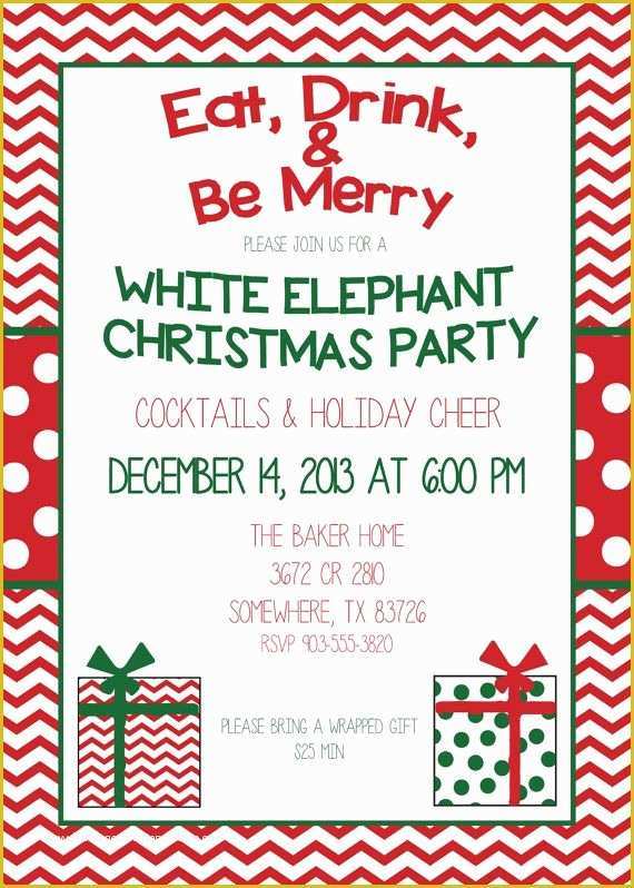 Free White Elephant Party Invitation Template Of White Elephant Party Invitation