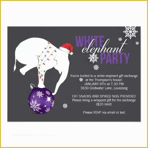 Free White Elephant Party Invitation Template Of White Elephant Party Invitation Purple Gray