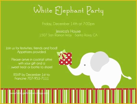 Free White Elephant Party Invitation Template Of White Elephant Party Invitations for Jessicalynn84