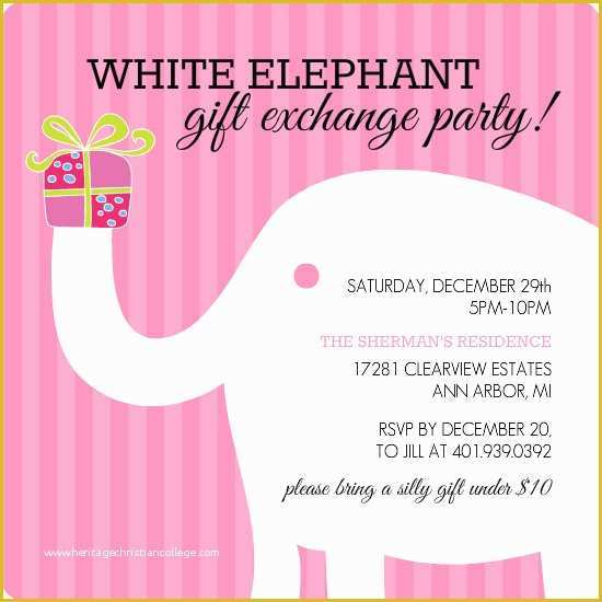 Free White Elephant Party Invitation Template Of White Elephant Party Invitations