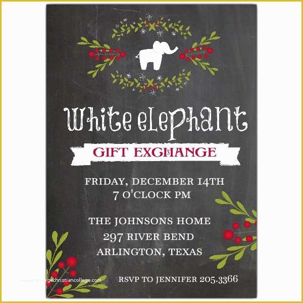 Free White Elephant Party Invitation Template Of White Elephant Party Invitations