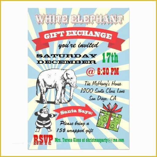 Free White Elephant Party Invitation Template Of White Elephant Party Invitations Templates