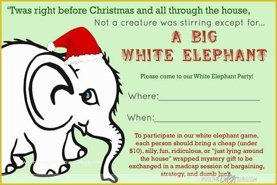 Free White Elephant Party Invitation Template Of White Elephant Party