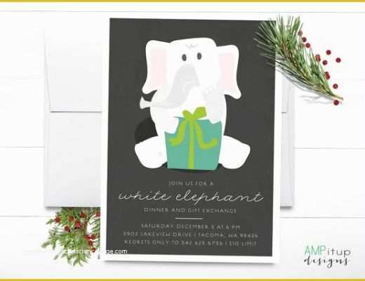 Free White Elephant Party Invitation Template Of White Elephant Party Printable Invitation Funny Party Invite