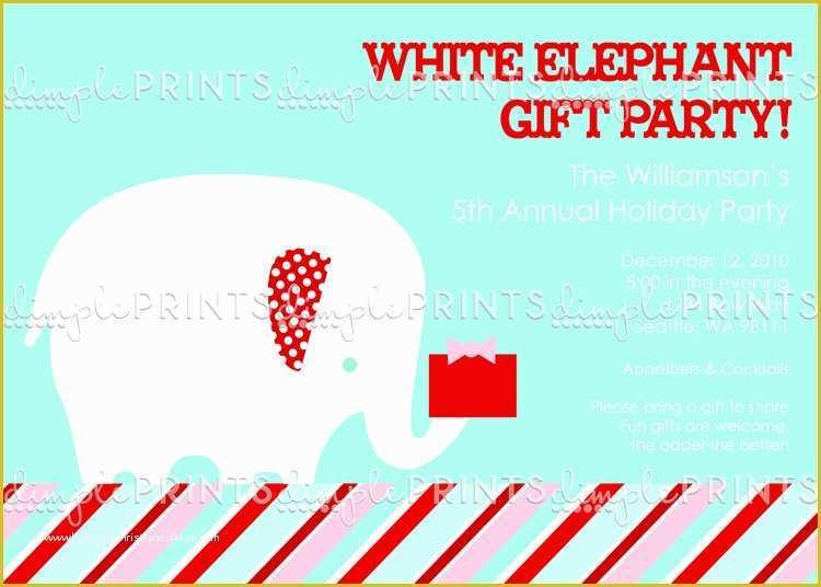 Free White Elephant Party Invitation Template Of White Elephant Printable Holiday Party Invitation Dimple