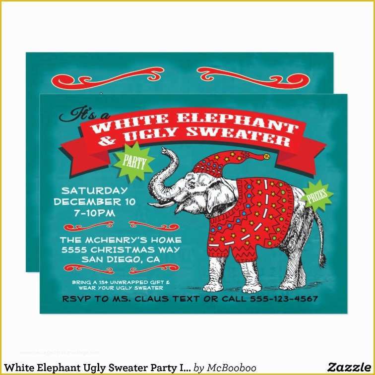 Free White Elephant Party Invitation Template Of White Elephant Ugly Sweater Party Invitation
