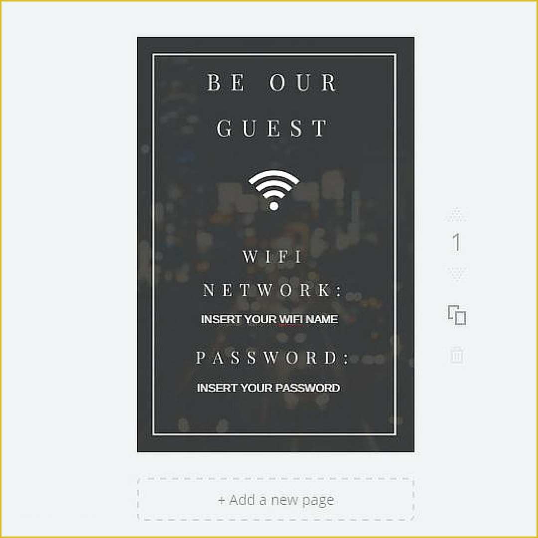 Free Wifi Poster Template Of Be Our Guest – Free Wifi Template
