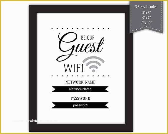 Free Wifi Poster Template Of Be Our Guest Wifi Password Sign Pdf Template Printable