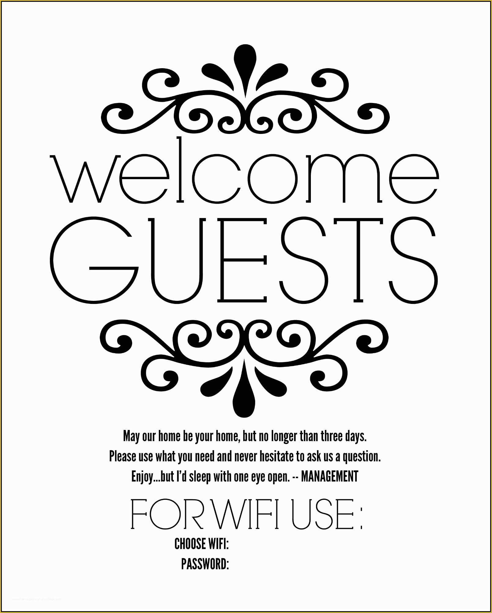 Free Wifi Poster Template Of Diy Guest Room Basket with Free Printable Sign