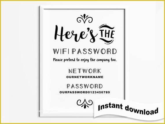 Free Wifi Poster Template Of Funny Wifi Sign Printable Wifi Password Sign Printable Home