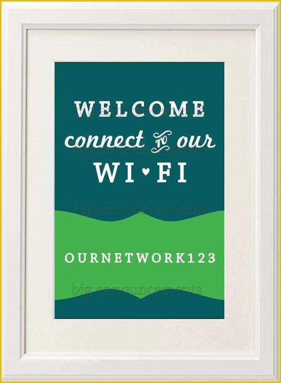 Free Wifi Poster Template Of Items Similar to Wifi Password Sign Printable Digital