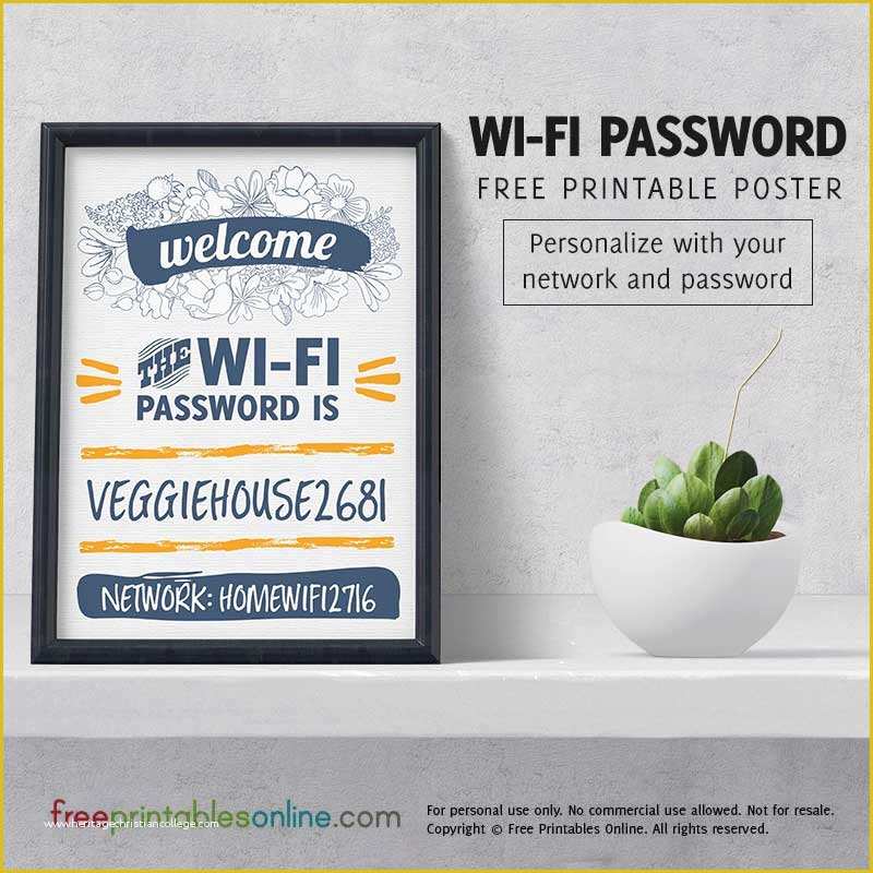 Free Wifi Poster Template Of Viniflora Personalized Wifi Password Poster