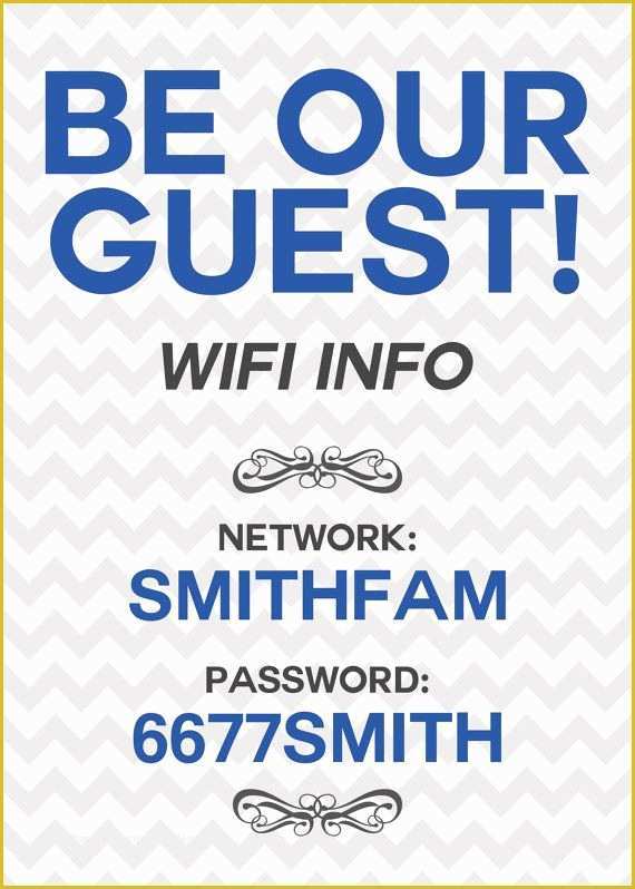Free Wifi Poster Template Of Wifi Password Printable Sign Unique Home by