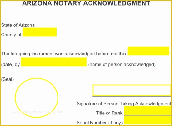 Free Will Template Arizona Of Free Arizona Notary Acknowledgment form Pdf