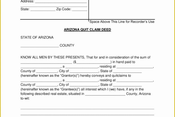 Free Will Template Arizona Of Free Arizona Quit Claim Deed form Word Pdf