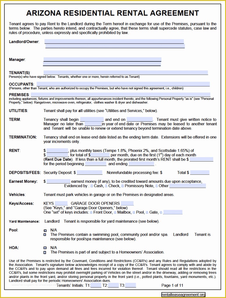 Free Will Template Arizona Of Free Arizona Residential Lease Agreement – Pdf Template