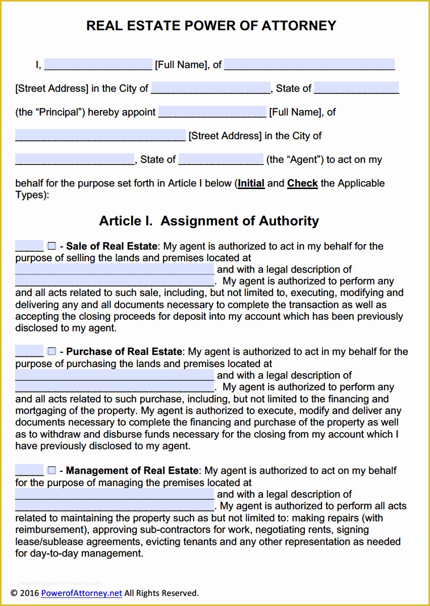 Free Will Template Arizona Of Real Estate Power Of attorney form