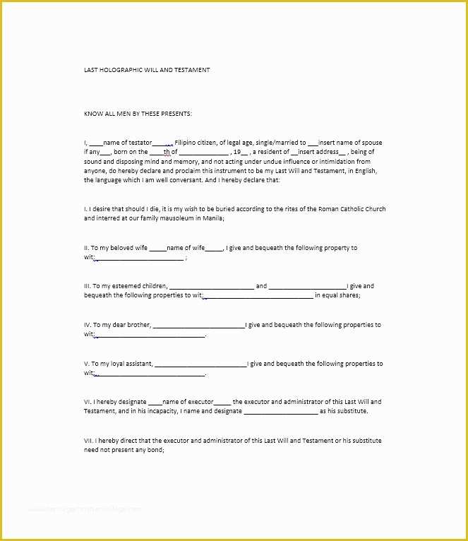 Free Will Template Download Of 39 Last Will and Testament forms &amp; Templates Template Lab