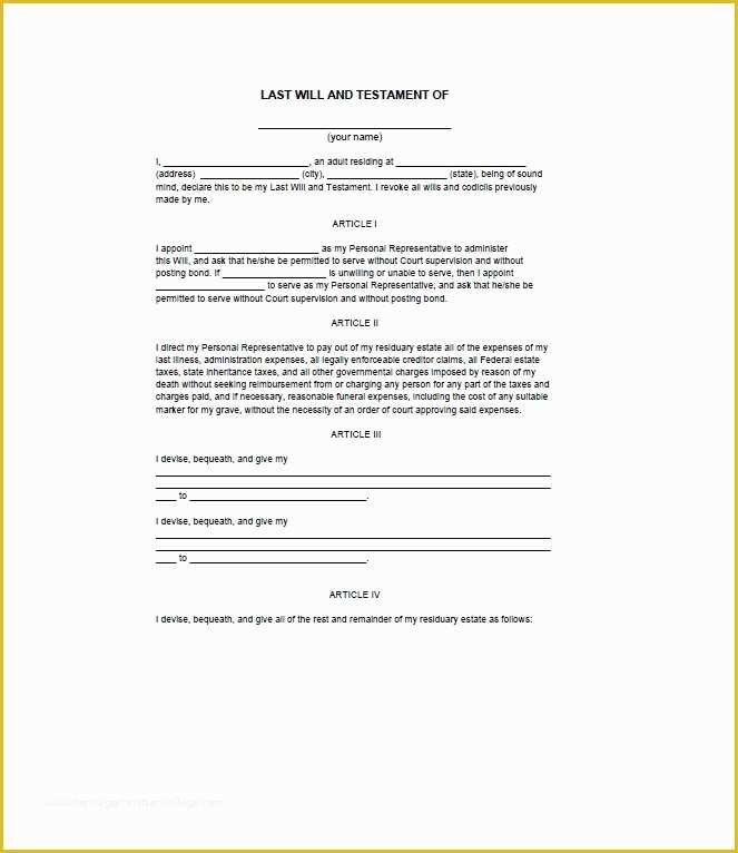 Free Will Template Download Of 39 Last Will and Testament forms &amp; Templates Template Lab