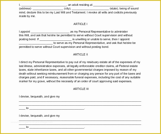 Free Will Template Download Of Download Easy Last Will and Testament Free Template – Free