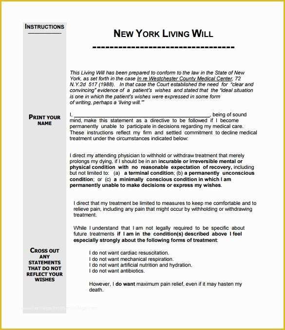 Free Will Template Download Of Living Will Template 8 Download Free Documents In Pdf