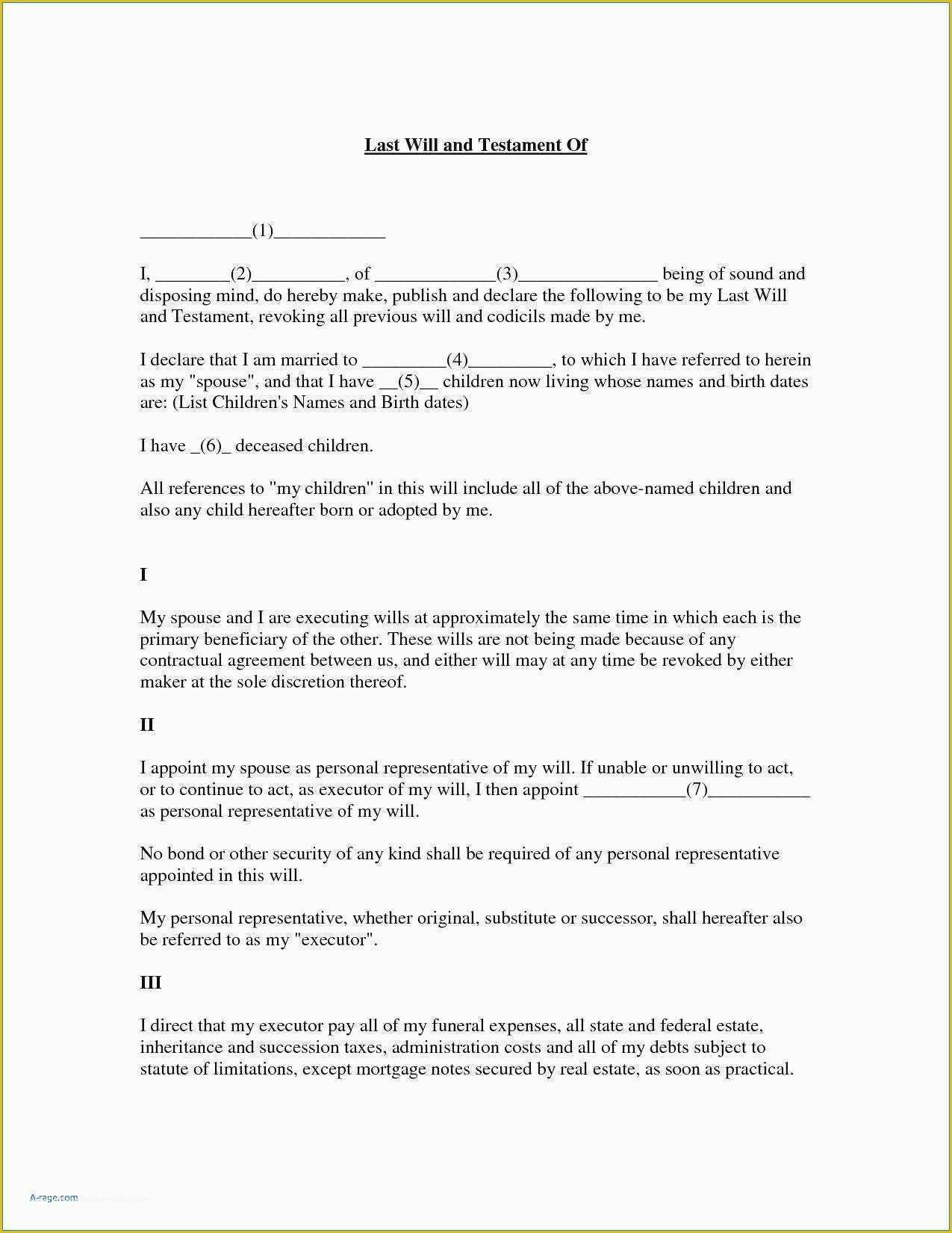 Free Will Template For Microsoft Word Of Elegant Last Will And 