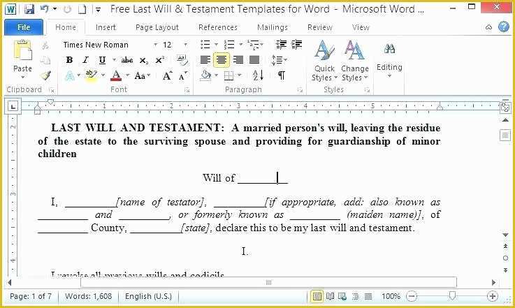 Free Will Template for Microsoft Word Of Free Will Document Template – Vitaesalute