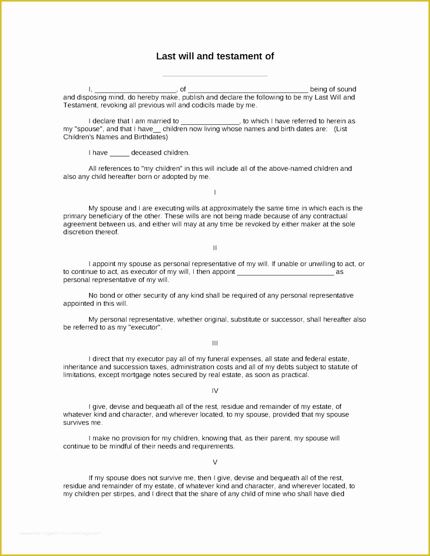Free Will Template for Microsoft Word Of Free Will Template for Microsoft Word Sample Last Will and