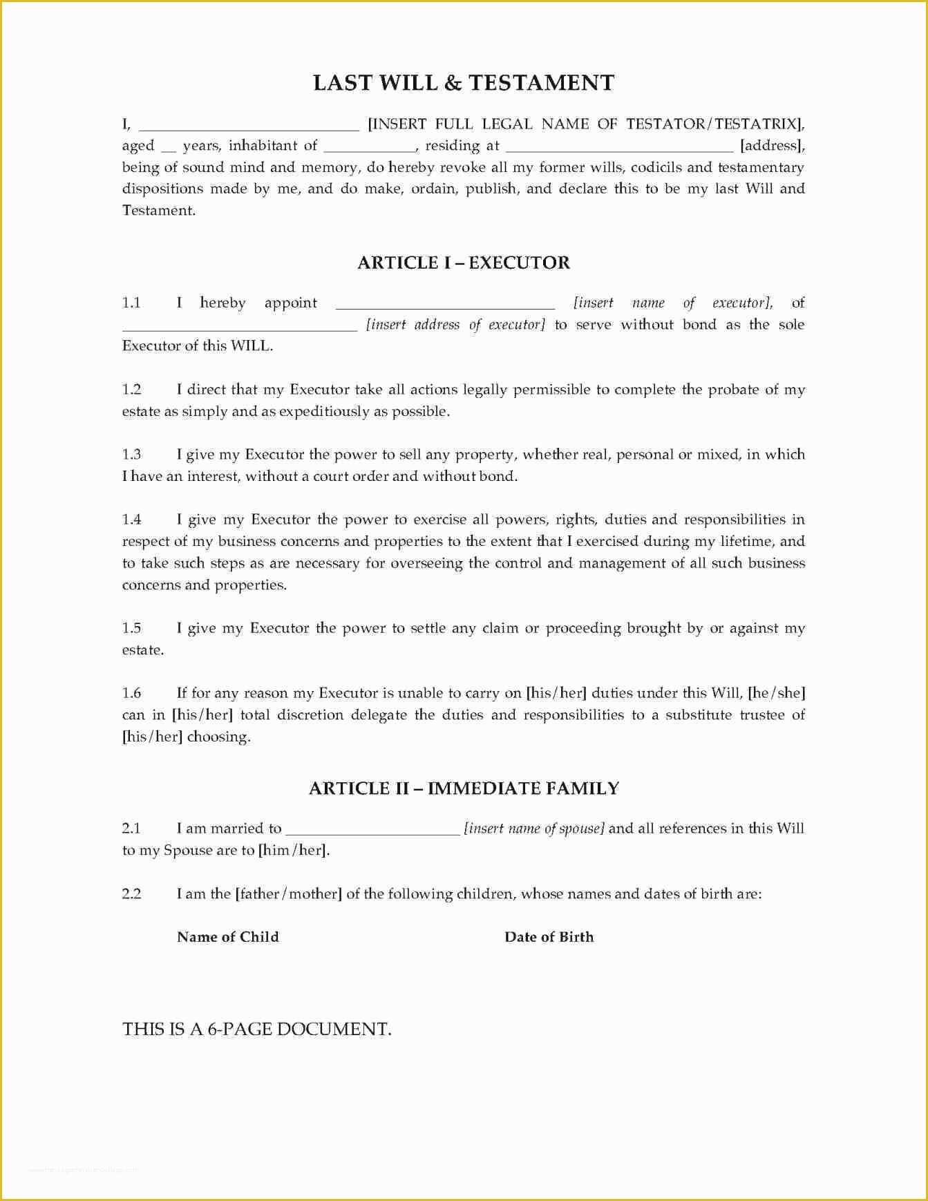 Microsoft Word Last Will And Testament Template