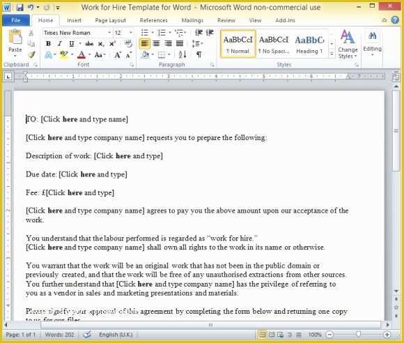 Free Will Template for Microsoft Word Of Work for Hire Template for Word