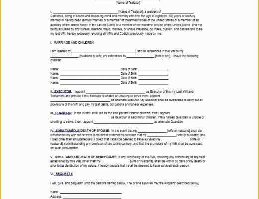 Free Will Template Of 39 Last Will and Testament forms &amp; Templates Template Lab